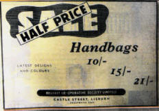 THERE were bargains in handbags for the ladies at the Belfast Co-Operative in Castle Street in 1958.