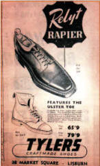 Nice shoes....they were billed as the most sought after style in Ulster...the Ulster Toe and on offer in Lisburn in 1958.