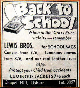 IF only mums could buy the back to school needs nowadays at those prices from Lewis Bros at Chapel Hill back in the late 60's.