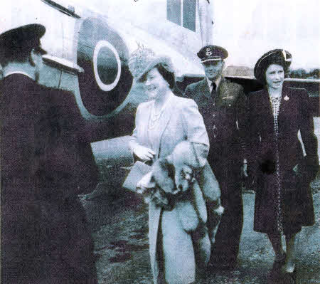 This photograph was taken at Long Kesh on 17th July 1945, following the arrival of two RAF Dakota aircraft conveying King George VI, Queen Elizabeth (the late limn Mother) and Princess Elizabeth (as she was then) to Northern Ireland for an official visit, their first by air.