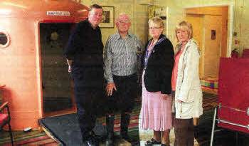 Alderman Paul Porter, Billy Joe Beck RAMS, Lisburn Deputy Mayor Councillor Margaret Tolerton and Vivian McAloney in RAMS Multiple Sclerosis Therapy Centre in Dunmurry which was badly damaged during last week's flooding. US2612.111A0