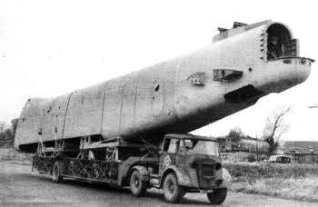 A 'Queen Mary' low loader on which fuselages were transported from Altona to Long Kesh and Maghaberry.