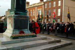 Alderman Jeffrey Donaldson MP MLA, lays a wreath at Lisburn Cenotaph.