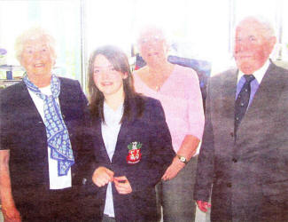 Children of the diarist Jule Woods, Cathie Donaldson and Alex Woods, at The Wallace High School presentation. US25-763SP