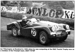 Ian Titterington at Dundrod in 1954 when he was competing at the RAC Tourist Trophy race as a member of the Triumph team. US37-757SP